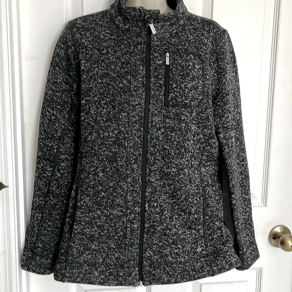 CALVIN KLEIN • Women’s Black Grey Fleece Zip Up Jacket - Picture 5 of 6